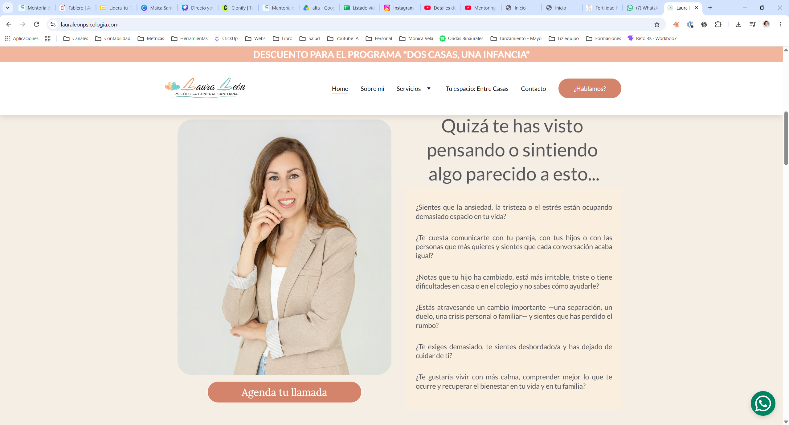 Página de Laura León, psicóloga sanitaria, creada por ella misma