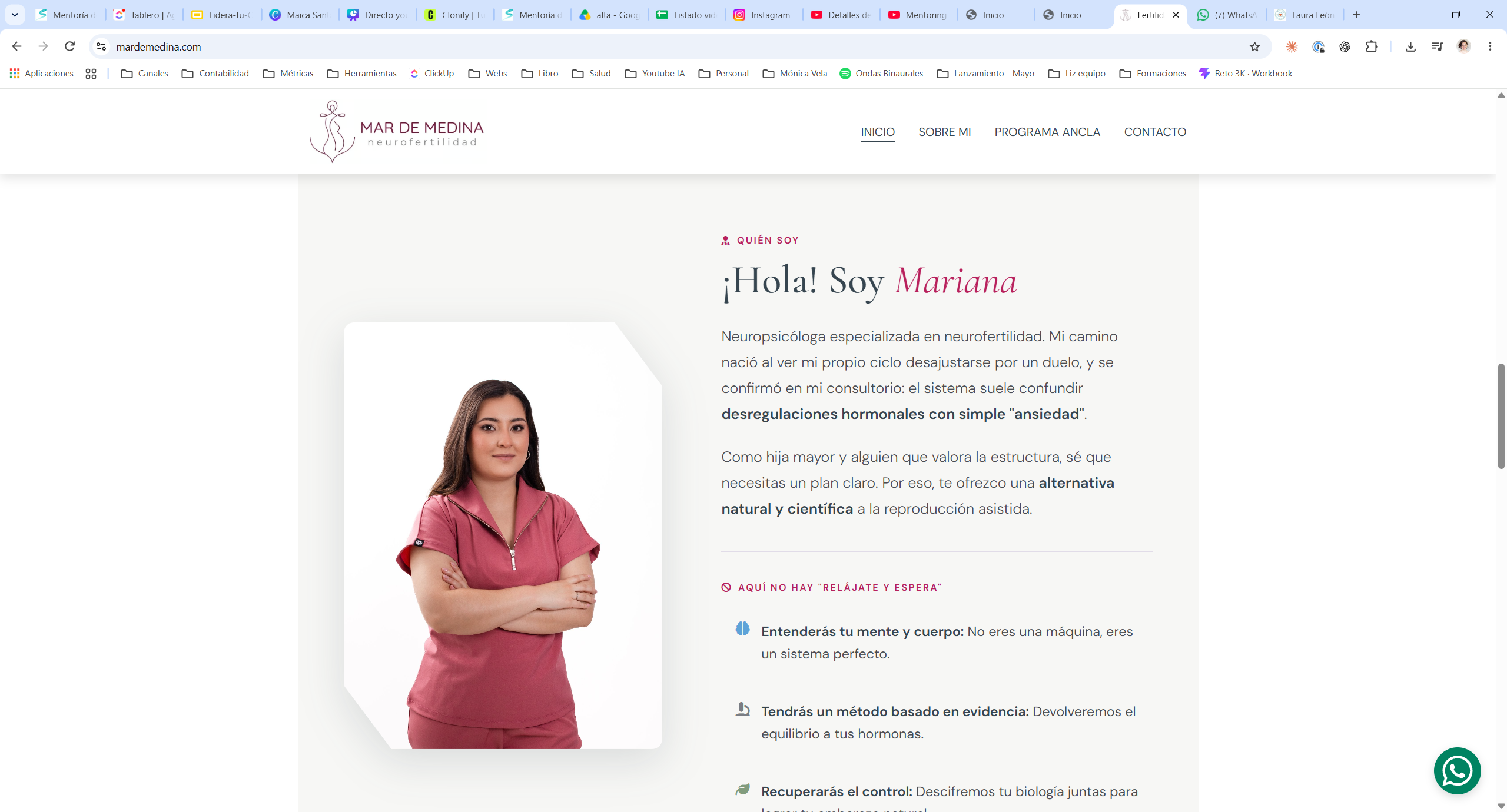 Página de Mar de Medina, neuropsicóloga, creada por ella misma